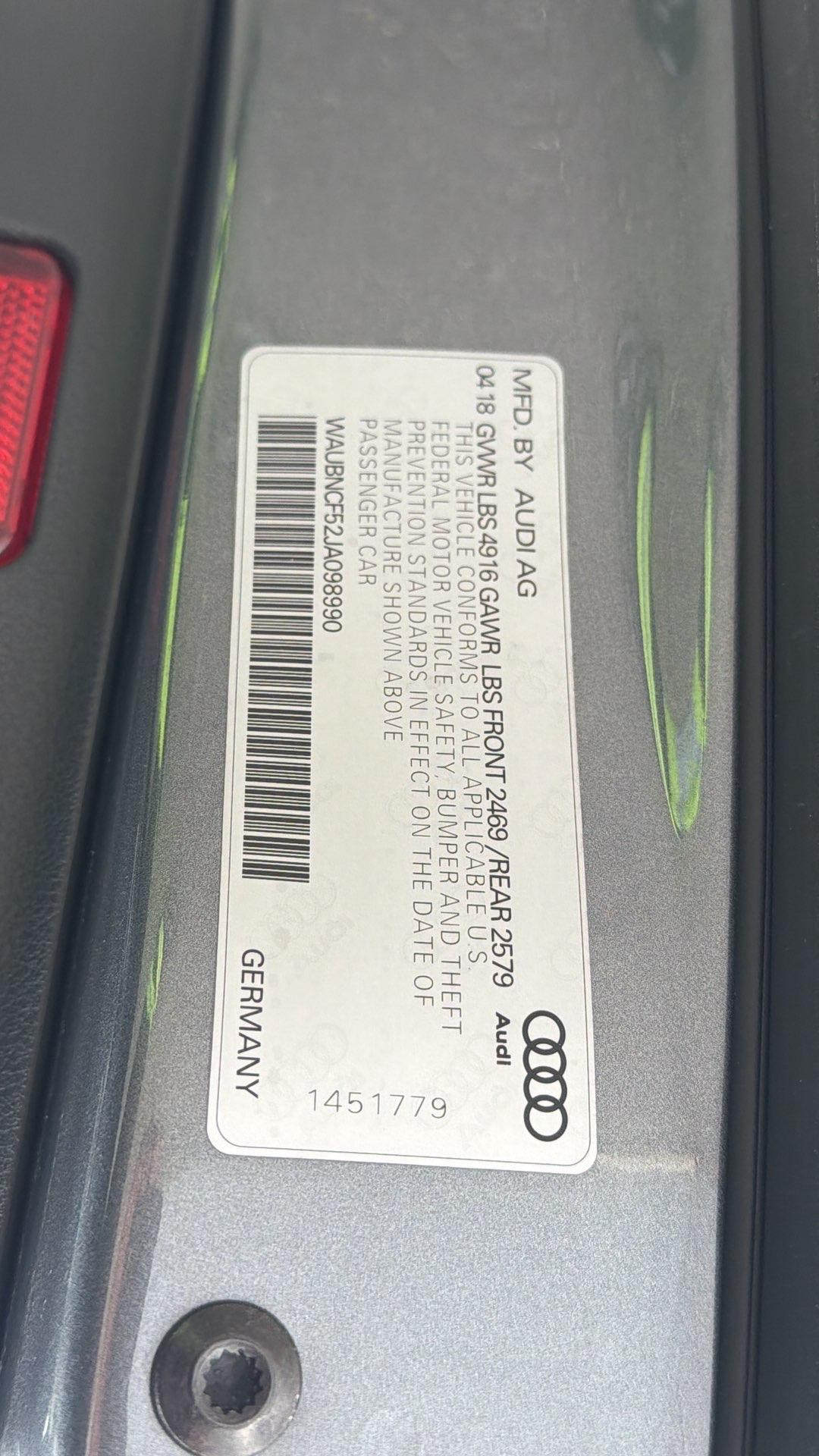 2018 Audi A5 Sportback (Gray) - COURT ORDER
