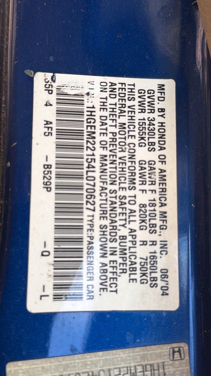 2004 Honda Civic (Blue) - COURT ORDER
