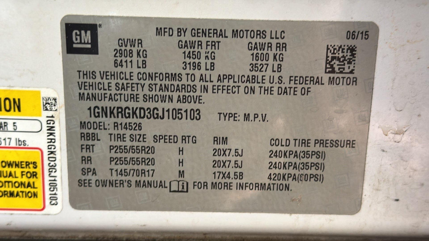 2016 Chevrolet Traverse (White) - COURT ORDER