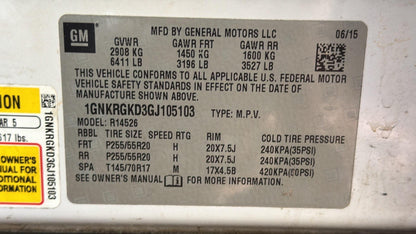 2016 Chevrolet Traverse (White) - COURT ORDER