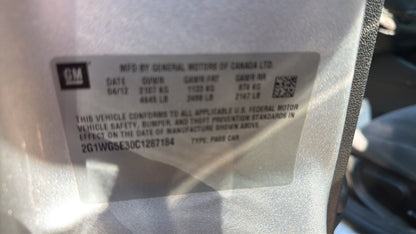 2012 Chevrolet Impala (Silver) - COURT ORDER